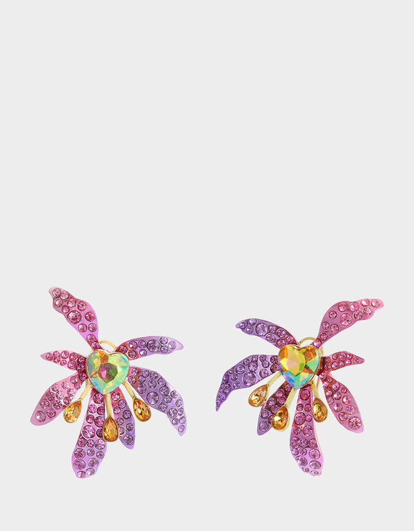 betsey johnson Garden Glam Iris Flower Studs Purple