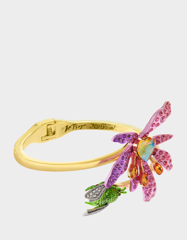 Betsey Johnson Garden Glam Iris Fly Hinge Bypass Bracelet Multi