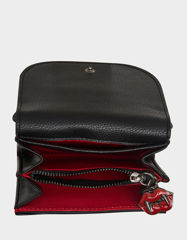 Betsey Johnson Kitsch Black Cat Bifold Wallet Black