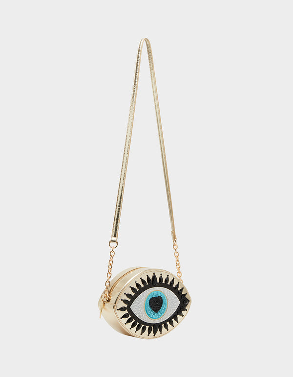 Betsey Johnson Kitsch The Eyes Have It Crossbody Gold