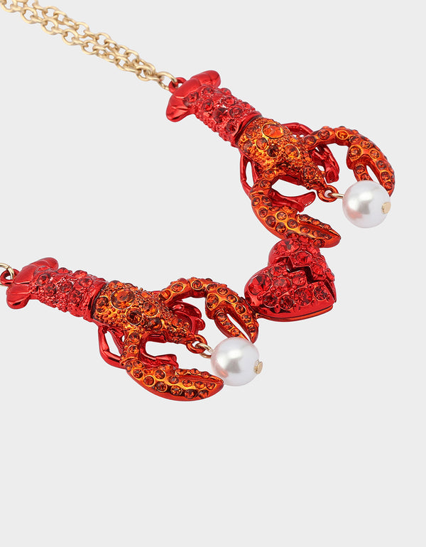 Betsey Johnson Mermaid Jewels Lobster Friendship Necklace Set Red