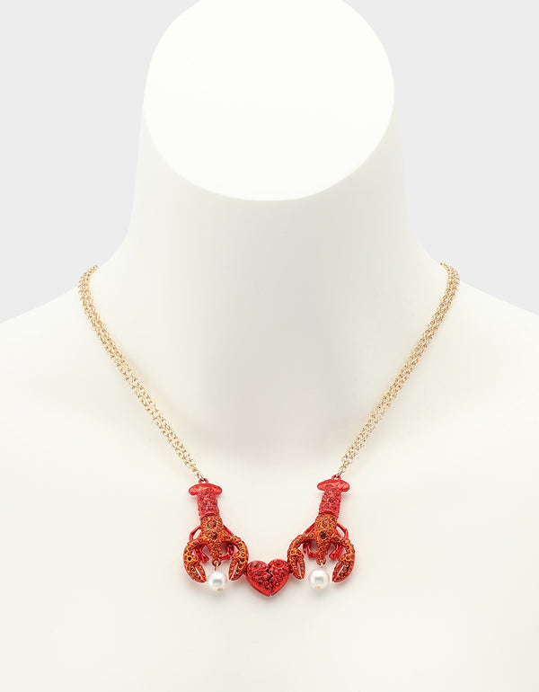 Betsey Johnson Mermaid Jewels Lobster Friendship Necklace Set Red