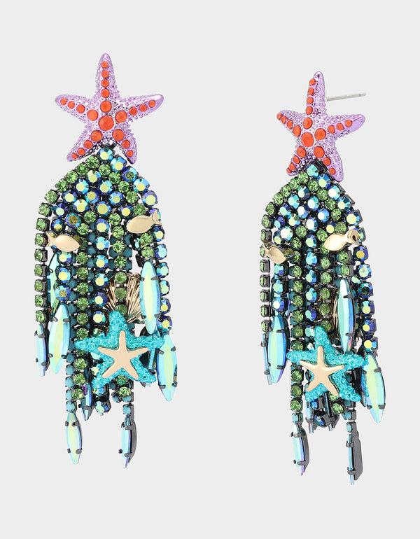 betsey johnson Mermaid Jewels Starfish Bead Drop Earrings Multi