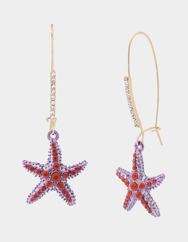betsey johnson Mermaid Jewels Starfish Shepherd Hook Earrings Purple