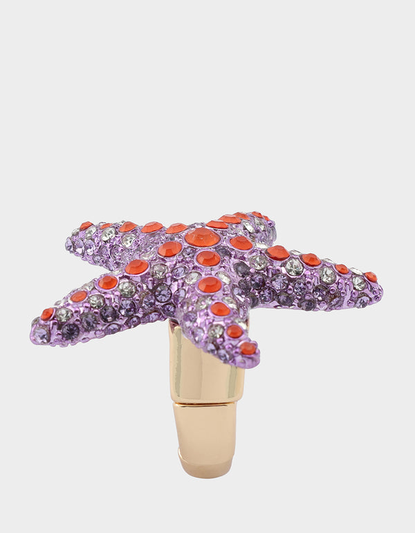 Betsey Johnson Mermaid Jewels Starfish Stretch Ring Purple