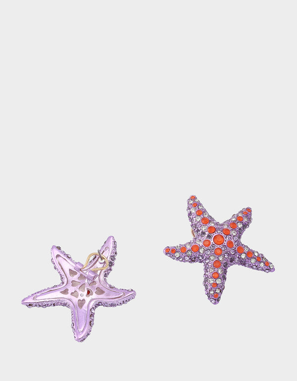 Betsey Johnson Mermaid Jewels Starfish Studs Purple