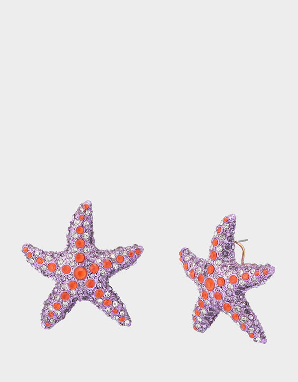 betsey johnson Mermaid Jewels Starfish Studs Purple