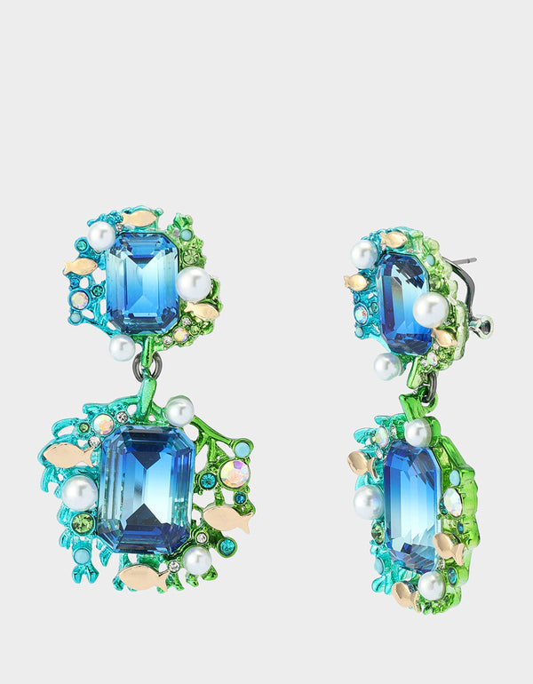 betsey johnson Mermaid Jewels Stone Double Drop Earrings Blue