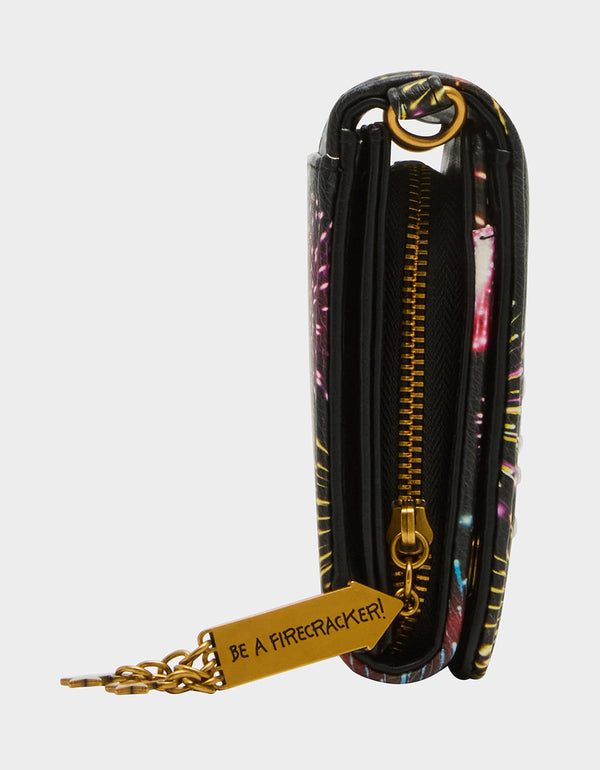 Betsey Johnson Spark Joy Wallet On Chain Black Multi