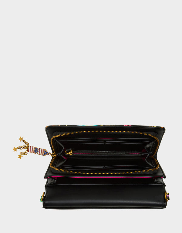 Betsey Johnson Spark Joy Wallet On Chain Black Multi