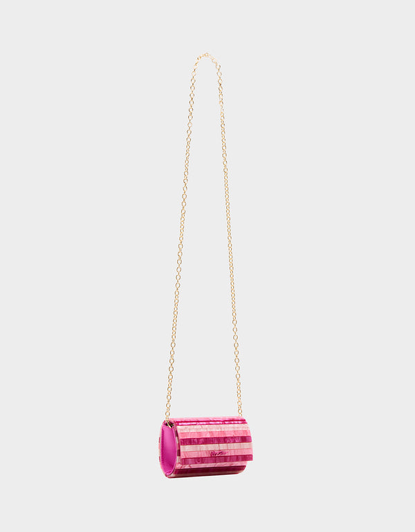 Betsey Johnson Strip Strip Hooray Micro Clutch Pink