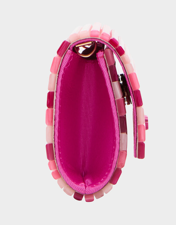 Betsey Johnson Strip Strip Hooray Micro Clutch Pink