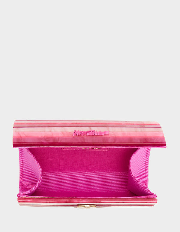 Betsey Johnson Strip Strip Hooray Micro Clutch Pink