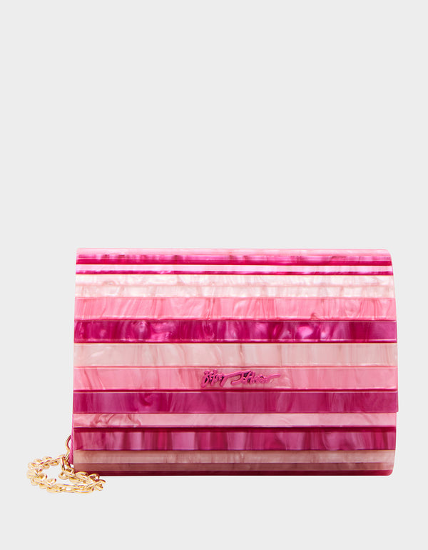 betsey johnson Strip Strip Hooray Micro Clutch Pink