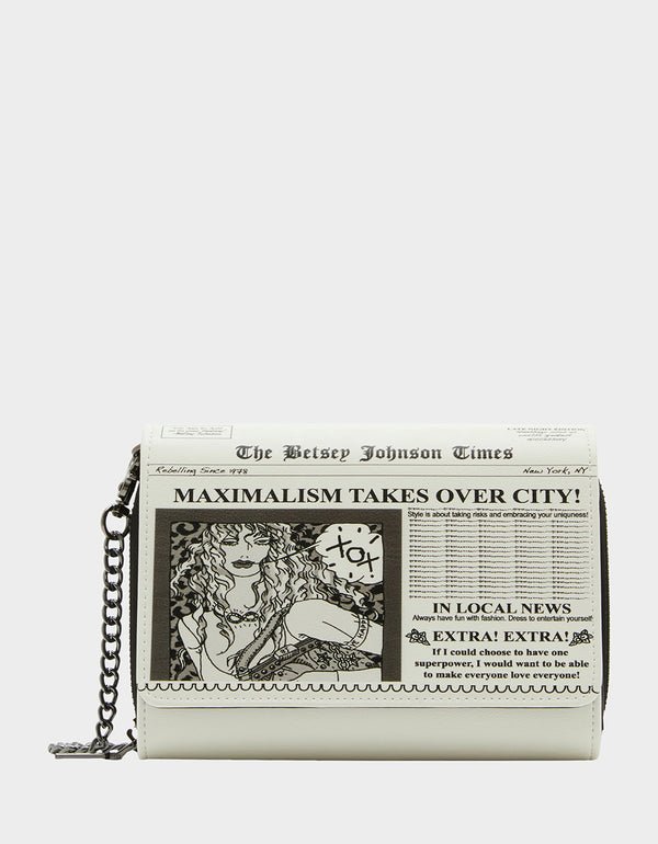 betsey johnson Whats The Word Wallet On Chain Black White