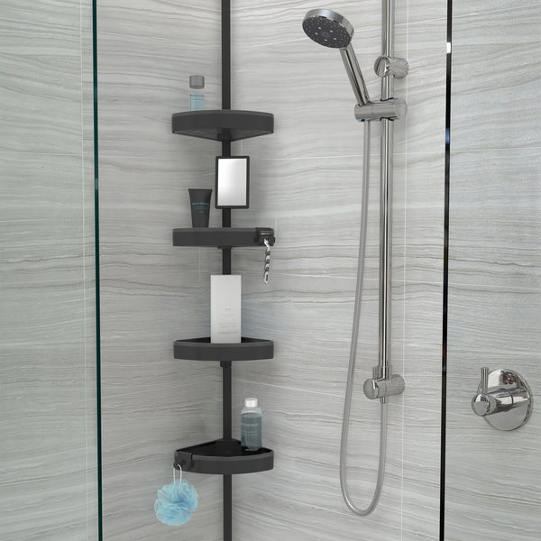 Better Living HiRISE 4 Tension Shower Caddy With Mirror