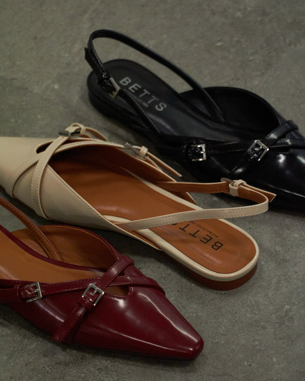 Betts ANYA Slingback Pointed Flat Mules