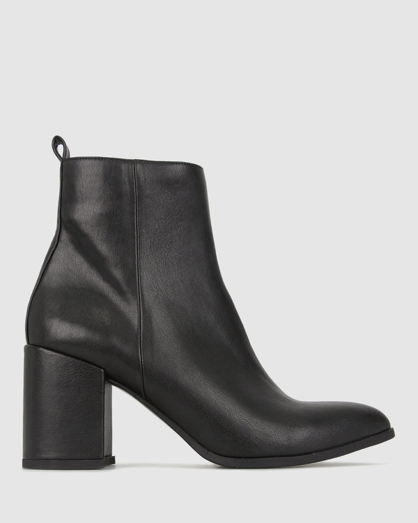 betts CHIA Vegan Point Toe Block Heel Boots