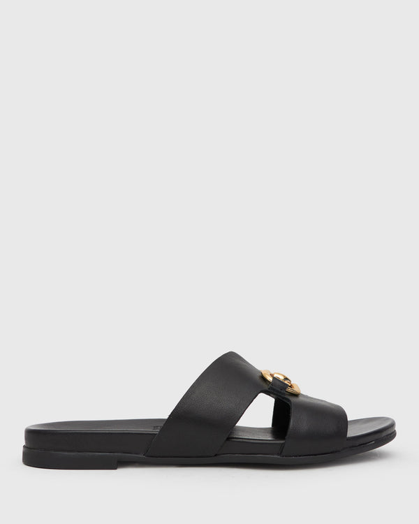 betts FOXY Buckle Leather Slide Sandals