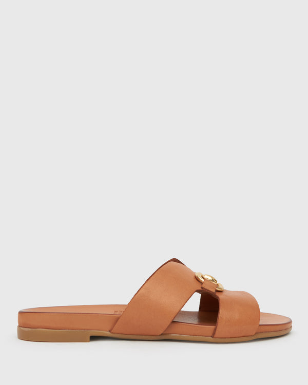 betts FOXY Buckle Leather Slide Sandals