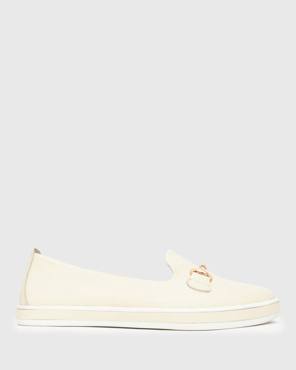 betts GEORGINA Gold Trim Leather Loafers