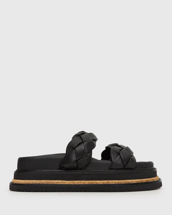 betts HEIDI Braided Leather Flatform Slides