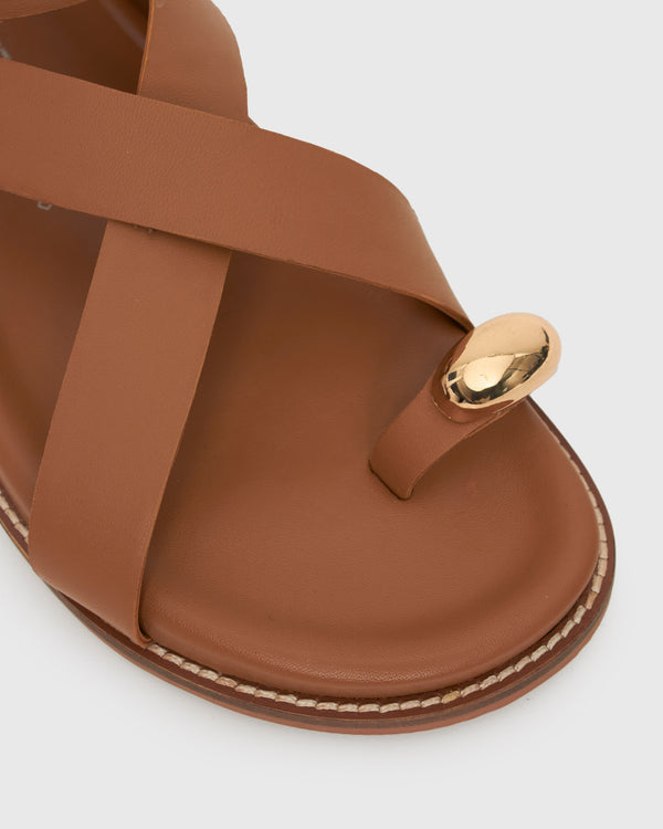 Betts MALIBU Leather Crossover Ankle-Strap Sandals