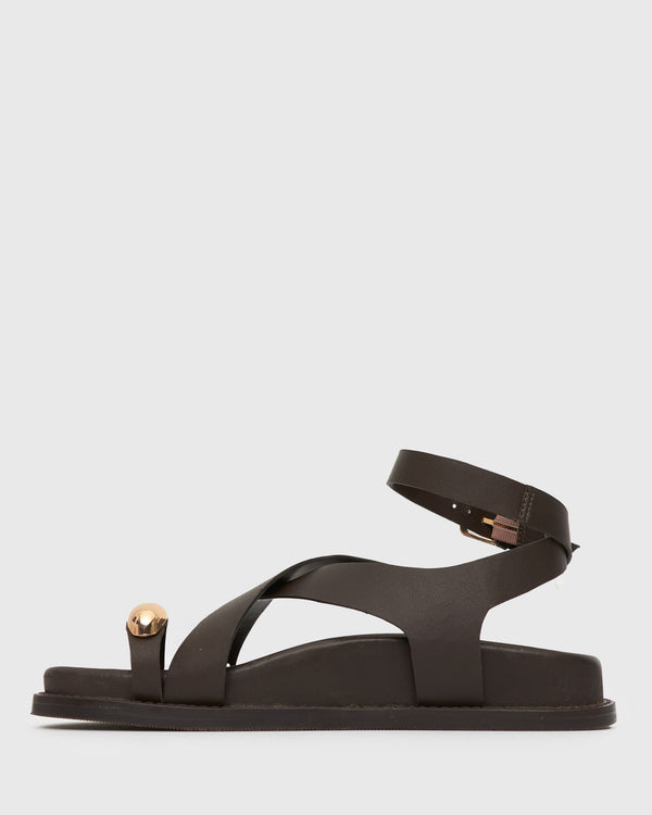 Betts MALIBU Leather Crossover Ankle-Strap Sandals
