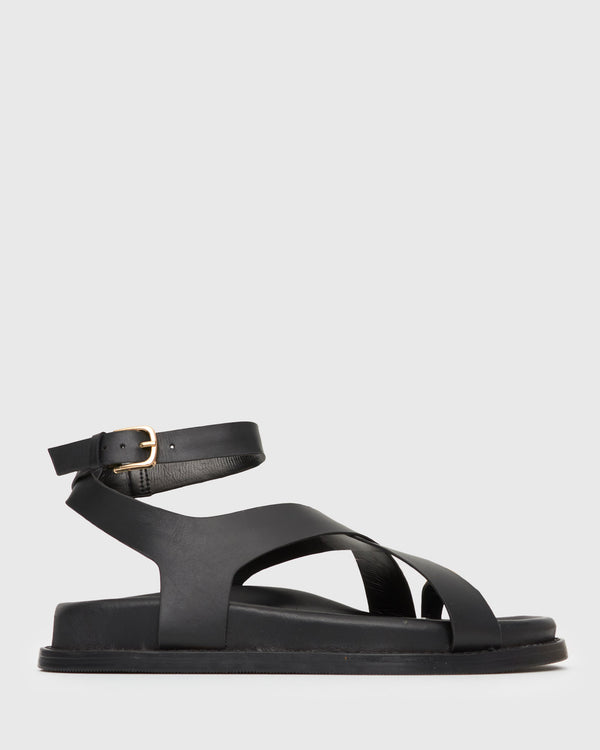 betts MALIBU Leather Crossover Ankle-Strap Sandals