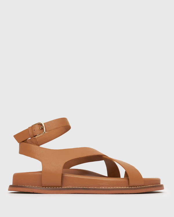 betts MALIBU Leather Crossover Ankle-Strap Sandals