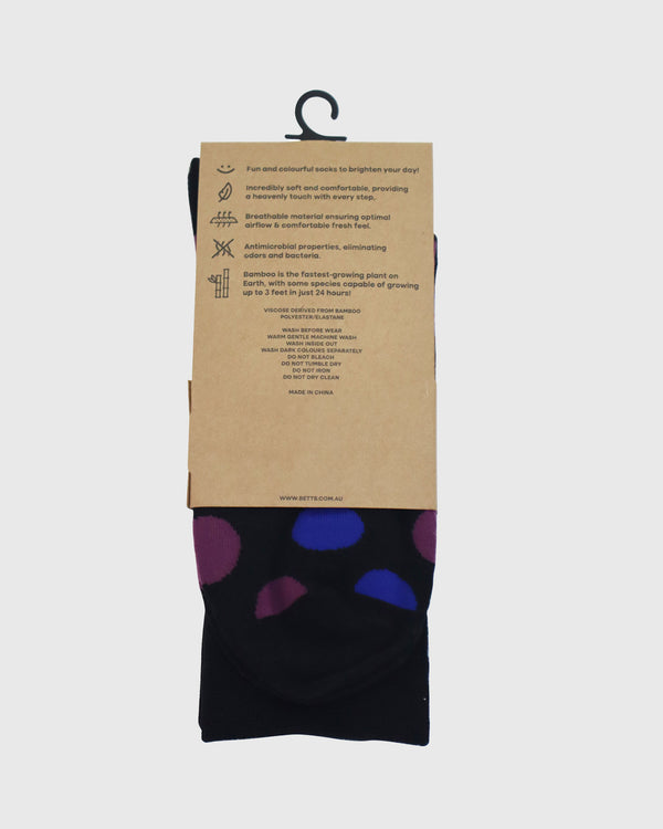Betts MENS BLACK MULTI BAMBOO SOCKS M/L