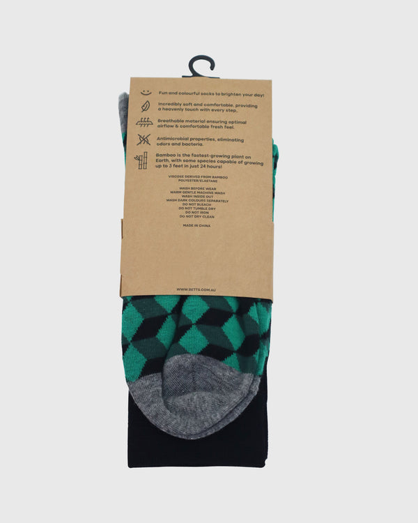 Betts MENS GREEN/BLACK BAMBOO SOCKS M/L