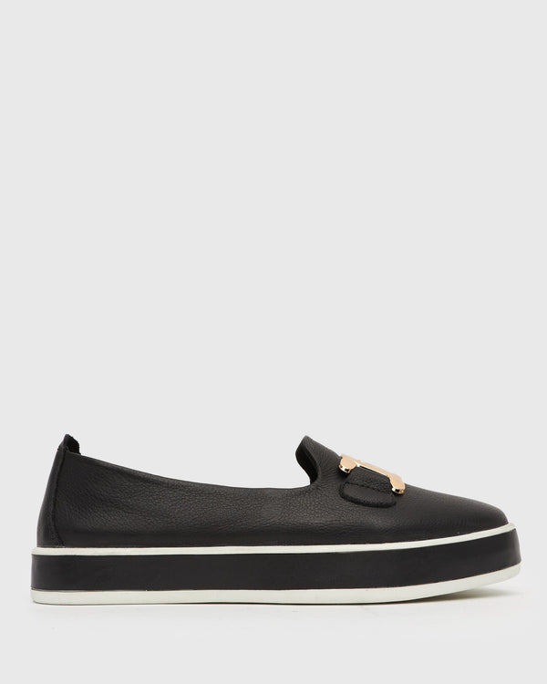 betts NED Gold Trim Leather Loafers