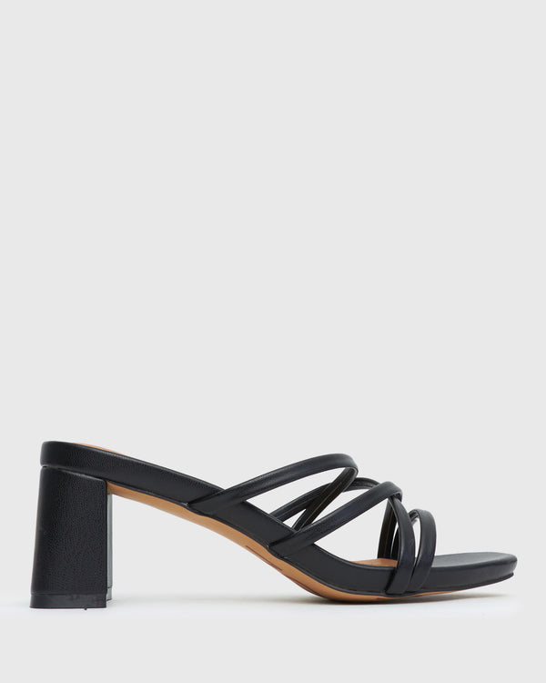 betts PRAISE Strappy Block Heel Mules