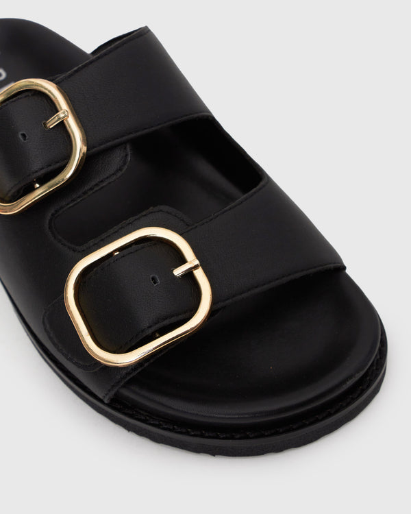 Betts Wider Fit HUSH Leather Buckle Slides