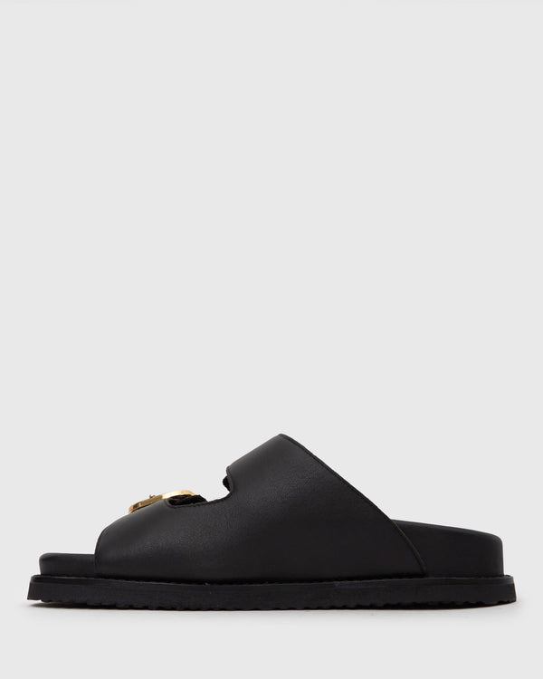 Betts Wider Fit HUSH Leather Buckle Slides