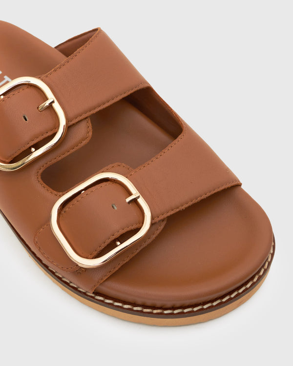Betts Wider Fit HUSH Leather Buckle Slides