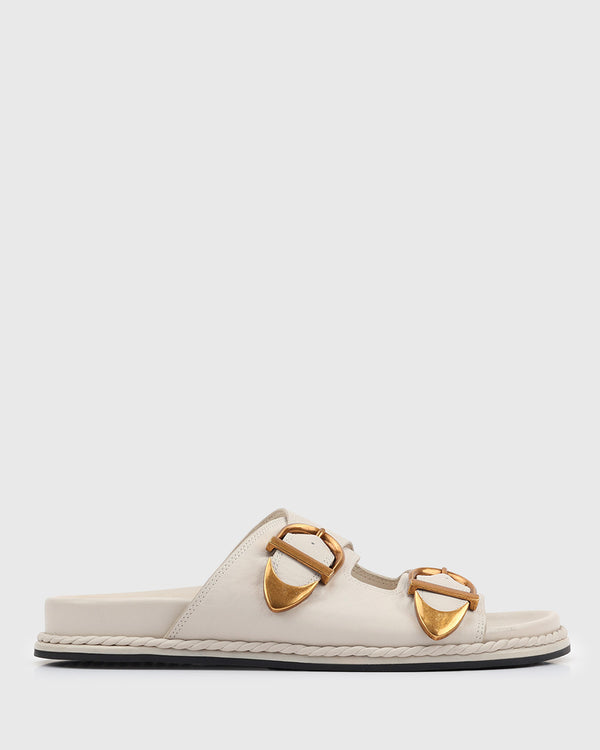 betts ZADIE Leather Buckle Slides