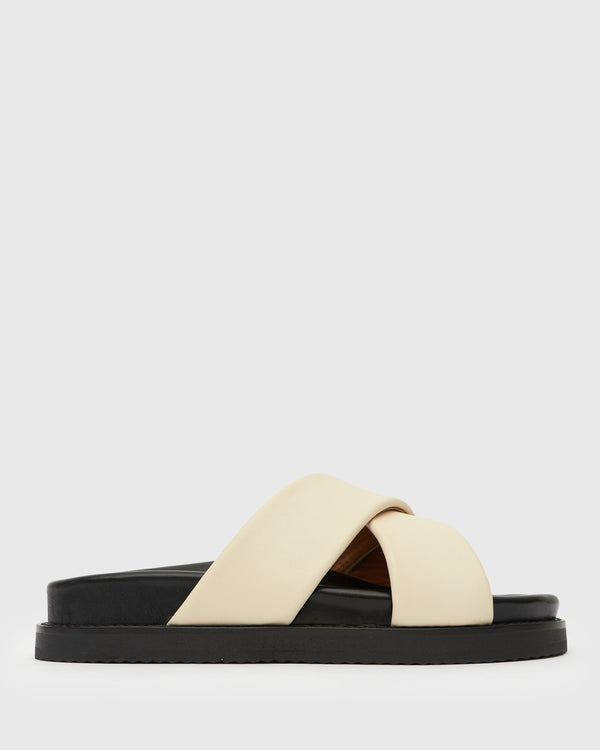 betts PRE-ORDER BERMUDA Leather Crossover Slide Sandals