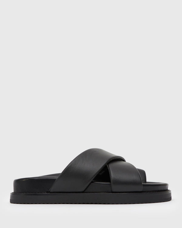 betts PRE-ORDER BERMUDA Leather Crossover Slide Sandals