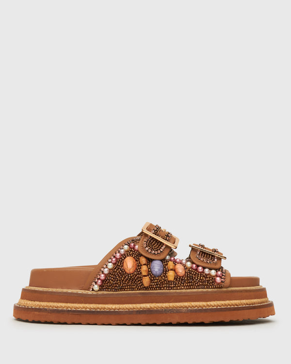 betts PRE-ORDER HONOLULU Leather Multi Beaded Slides