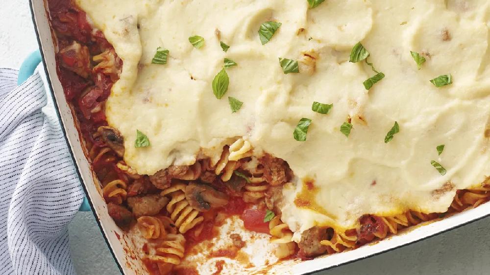 betty crocker Lighter Tomato “Alfredo” Pasta Bake