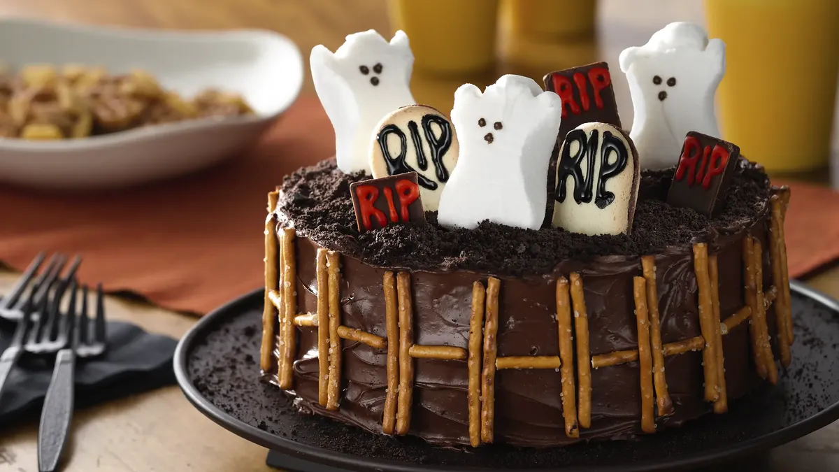 betty crocker PEEPS® Ghosts in a Graveyard Cake
