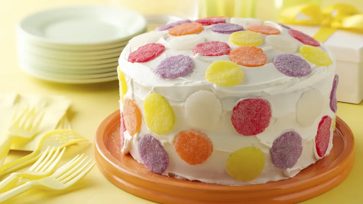 betty crocker Simple Gum Drop Polka Dot Cake