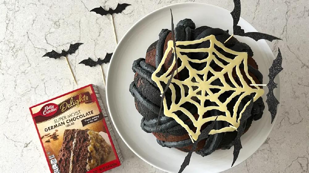betty crocker Black and Red Velvet Bundt Cake with Cream Cheese Whipped Cream Frosting
