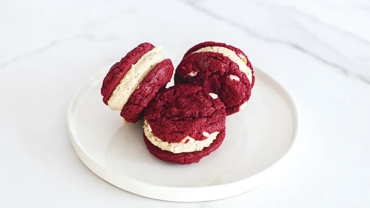 betty crocker Red Velvet Sandwich Cookies with Toasted Marshmallow Buttercream