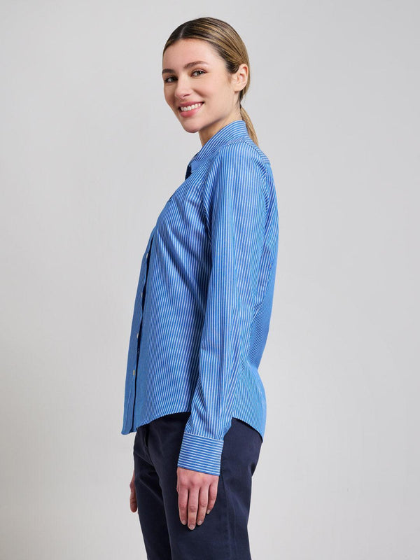 Beverly Hills Polo Club BENGAL STRIPE COTTON POPLIN SHIRT LIGHT BLUE