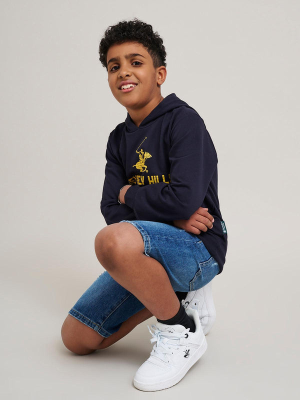 Beverly Hills Polo Club BLOCK LOGO HOODIE NAVY