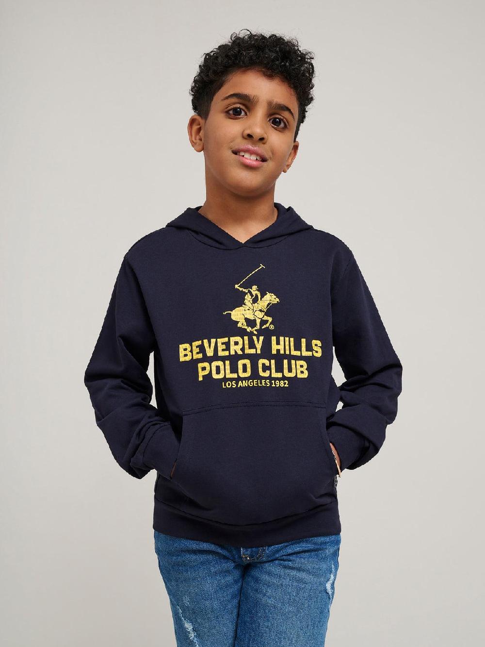 beverly hills polo club BLOCK LOGO HOODIE NAVY