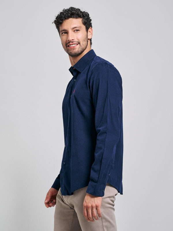 Beverly Hills Polo Club CORDUROY SHIRT NIGHT BLUE